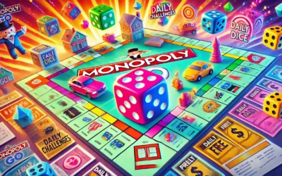 The image captures the exciting atmosphere of the Monopoly Go game board, featuring dice rolls, popular tokens, and rewarding properties, bringing the thrill of free dice links to life.